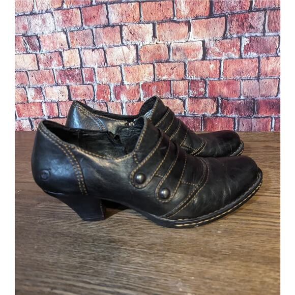 BORN BLACK LEATHER ZIP UP BOOTIES Size 11 - Picture 3 of 9